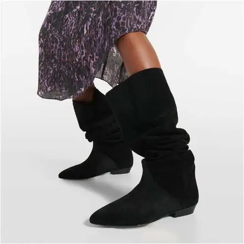 Fall Women Black Brown Suede Solid Round Toe Pleated Big Calf Square Heels Knee High Boots Female Leisure Western Long Botas
Fall Women Black Brown Suede Solid Round Toe Pleated Big Calf Square Heels Knee High Boots Female Leisure Western Long Botas