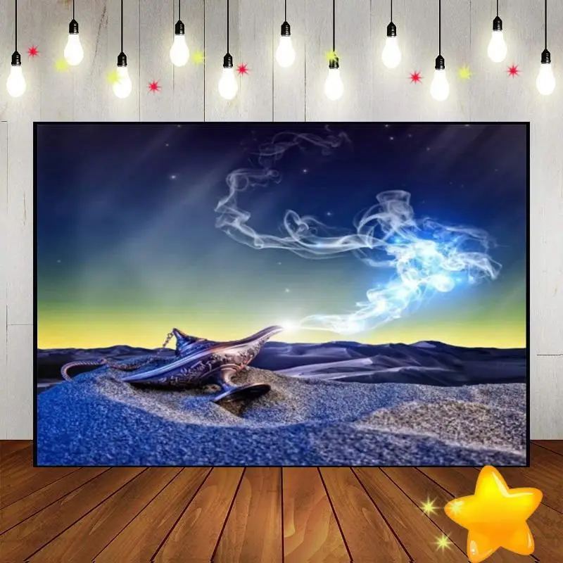 Aladdin's Genie Lamp Background Lantern Photo Desert Birthday Decoration Party Photography Backdrops Magic Baby Shower Smoke
Aladdin's Genie Lamp Background Lantern Photo Desert Birthday Decoration Party Photography Backdrops Magic Baby Shower Smoke