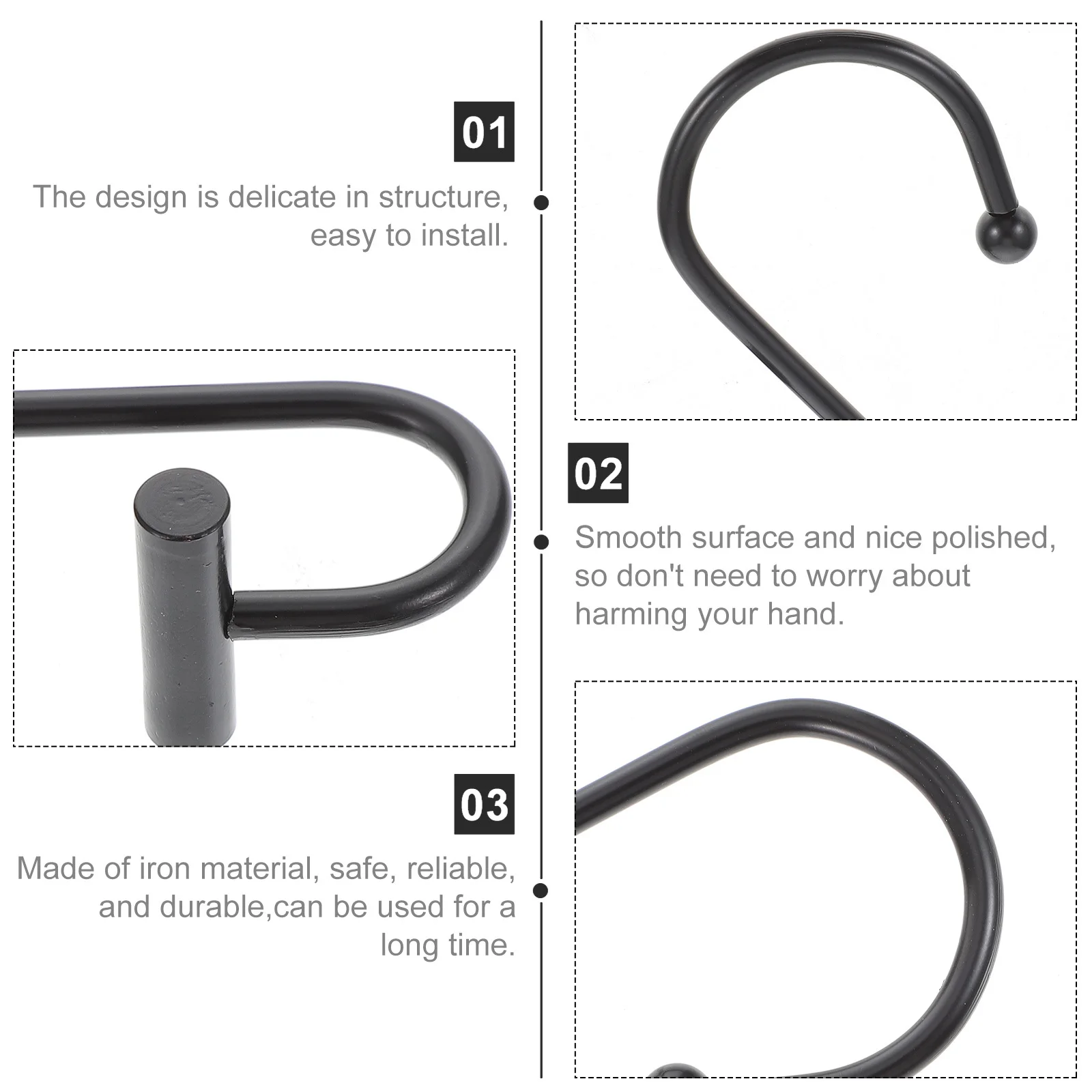 12Pcs Iron Shower Curtain Hooks T Shape Glide Rings Anti Sliding Secure Hold for Traditional Modern Bathroom Style
12Pcs Iron Shower Curtain Hooks T Shape Glide Rings Anti Sliding Secure Hold for Traditional Modern Bathroom Style