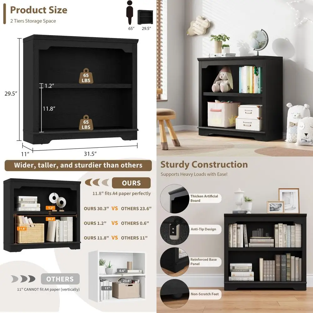Durable 2-Tier Wooden Bookshelf, 31.5 Wide, Anti-Bend, Multipurpose Storage for Home and Office
Durable 2-Tier Wooden Bookshelf, 31.5 Wide, Anti-Bend, Multipurpose Storage for Home and Office