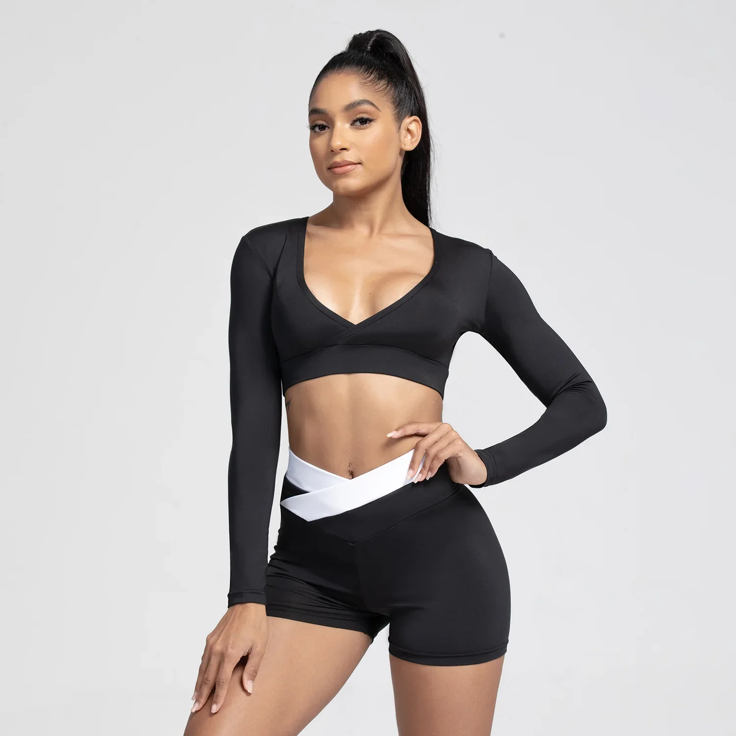 New Crop Deep V Neck Tight Gym Long Sleeve Sports Soft Oversize Sexy Cut Top Running Fitness Yoga T Shirt Crop Top for Women
New Crop Deep V Neck Tight Gym Long Sleeve Sports Soft Oversize Sexy Cut Top Running Fitness Yoga T Shirt Crop Top for Women