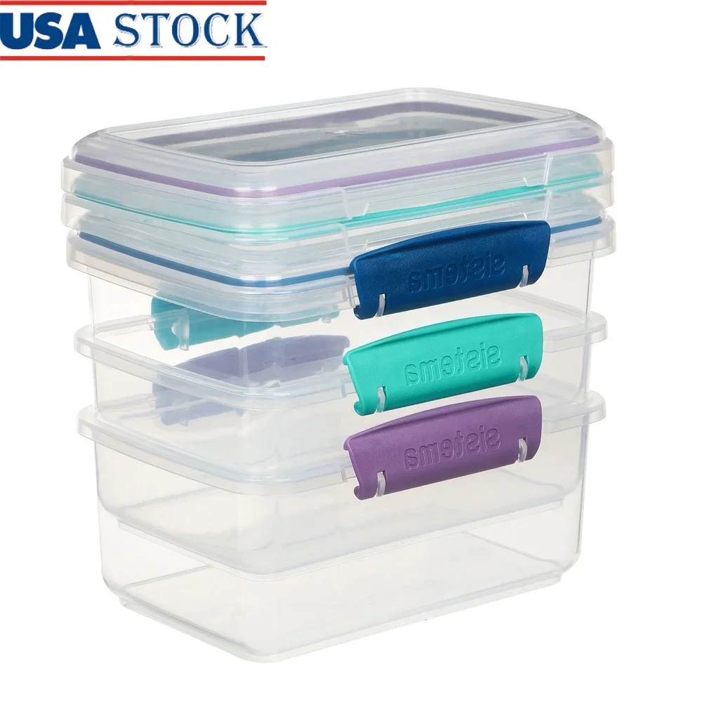 Stackable Plastic Food Storage Containers Set of 3 Easy Locking Clips Flexible Seal Microwave Freezer Safe BPA Free
Stackable Plastic Food Storage Containers Set of 3 Easy Locking Clips Flexible Seal Microwave Freezer Safe BPA Free