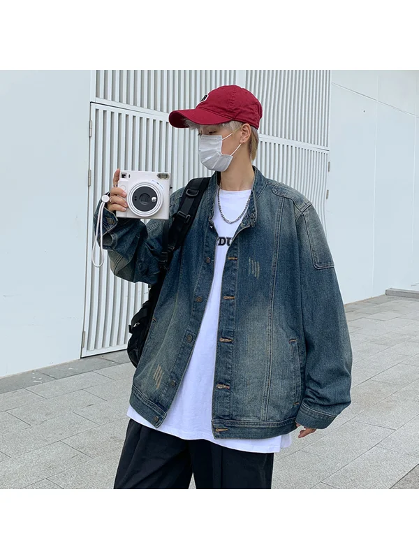 Retro Workwear Denim ort Jaet Men's Spring Autumn Korean Version Waed Slim Stand Collar Coat Trendy Outerwear
Retro Workwear Denim ort Jaet Men's Spring Autumn Korean Version Waed Slim Stand Collar Coat Trendy Outerwear