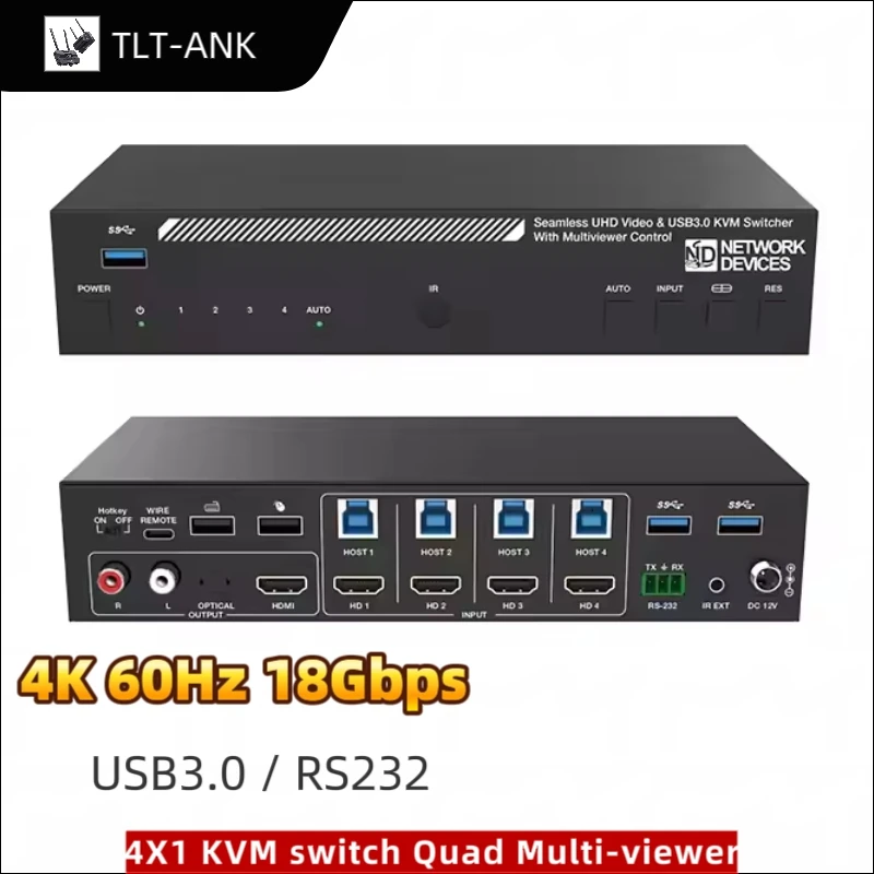 Бесшовный KVM-переключатель 4K60 Гц, 18 Гбит/с, 4X1, совместимый с HDMI, Quad Multi-viewer, с управлением USB3.0 RS232, поддержка 8 режимов отображения
Бесшовный KVM-переключатель 4K60 Гц, 18 Гбит/с, 4X1, совместимый с HDMI, Quad Multi-viewer, с управлением USB3.0 RS232, поддержка 8 режимов отображения