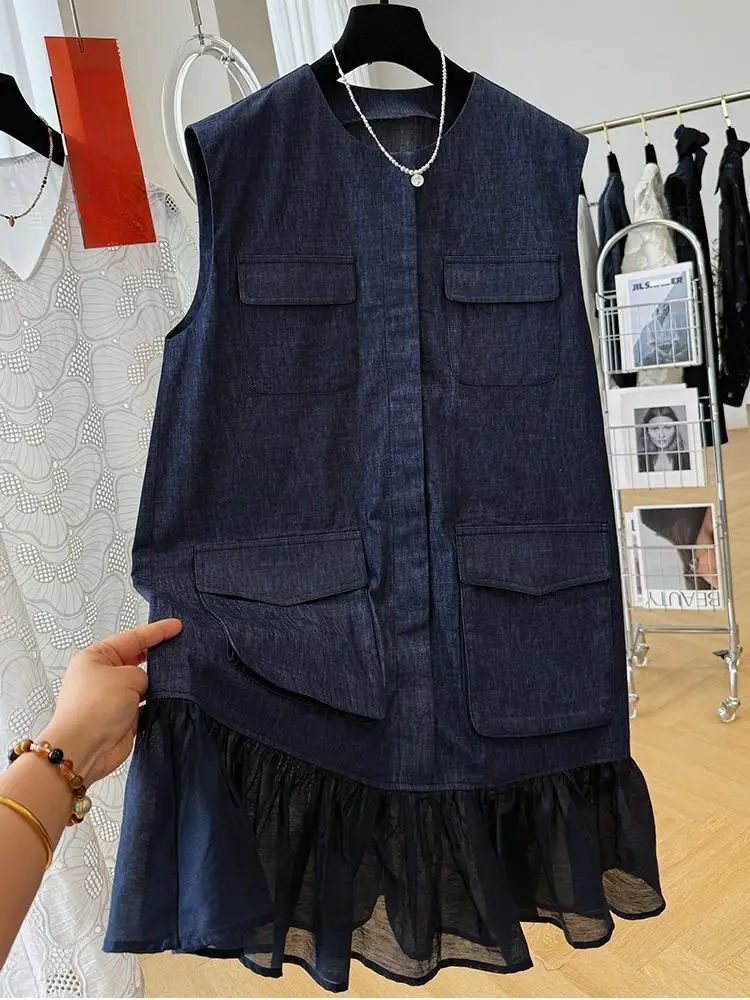 Summer New Round Neck Sleeveless Dress Women Elegant Fashion Temperament Double Breasted Mini Dress
Summer New Round Neck Sleeveless Dress Women Elegant Fashion Temperament Double Breasted Mini Dress