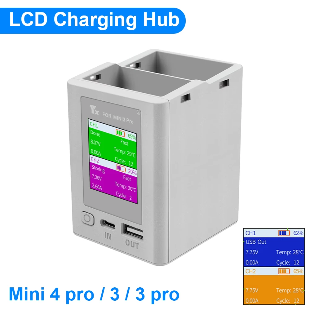 For DJI Mini 4 Pro/Mini 3 Pro Charging Butler Digital Display Charging Hub Battery Intelligent Charger Drone Accessories
For DJI Mini 4 Pro/Mini 3 Pro Charging Butler Digital Display Charging Hub Battery Intelligent Charger Drone Accessories