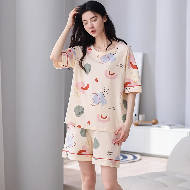 Пижамный комплект Женский из 100% хлопка, одежда для сна, Короткие штаны с коротким рукавом, домашняя одежда для отдыха
Пижамный комплект Женский из 100% хлопка, одежда для сна, Короткие штаны с коротким рукавом, домашняя одежда для отдыха