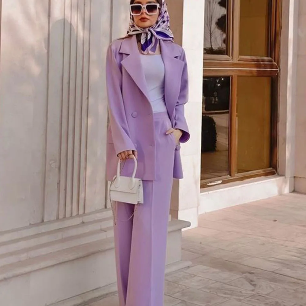 Elegant Purple Women's Fitted Blazers Sets Single Breasted 2 Pieces Jacket Pants Female Clothing Lady's Office Banquet Suits
Elegant Purple Women's Fitted Blazers Sets Single Breasted 2 Pieces Jacket Pants Female Clothing Lady's Office Banquet Suits