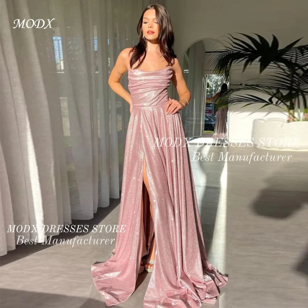MODX Shiny Pink Strapless High Slit A-Line Arabic Evening Dresses Customized Party Dress Formal Celebrity Gowns Quinceanera Dres
MODX Shiny Pink Strapless High Slit A-Line Arabic Evening Dresses Customized Party Dress Formal Celebrity Gowns Quinceanera Dres
