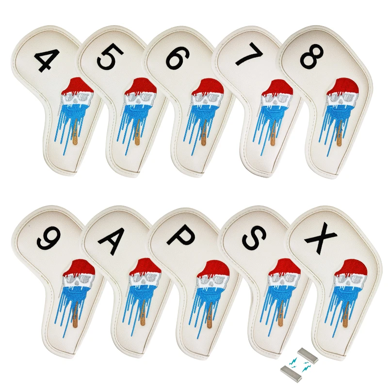 Cartoon skull Golf Iron Cover Cover Irons Club PU Leather Golf Head Cover Golf Accessories Magnet Closure 10 Piece Set
Cartoon skull Golf Iron Cover Cover Irons Club PU Leather Golf Head Cover Golf Accessories Magnet Closure 10 Piece Set