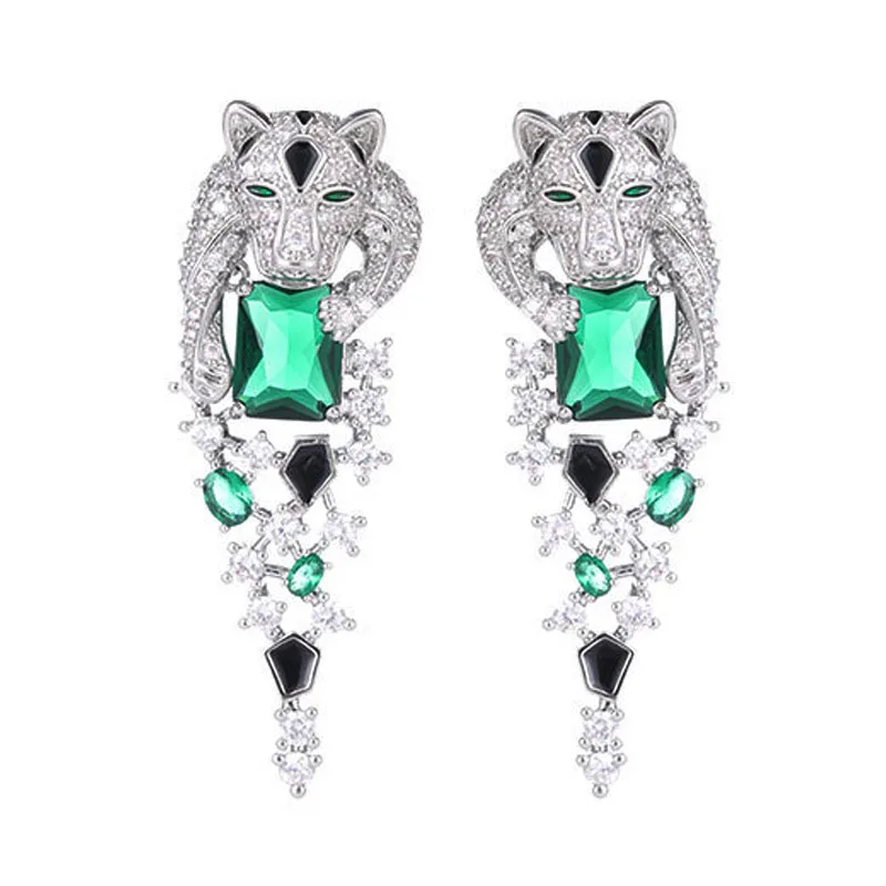 Luxury Jewery Earrings Leopard Green Blue Zircon Shiny Animal Dangle Earrings Women Gift
Luxury Jewery Earrings Leopard Green Blue Zircon Shiny Animal Dangle Earrings Women Gift