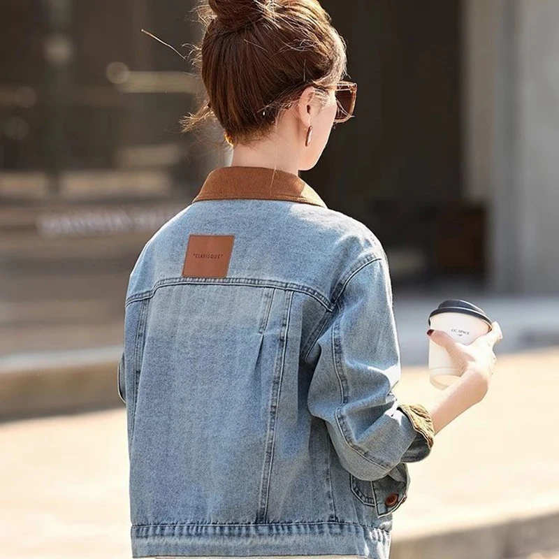 Contrast Stitching Lapel Short Denim Jacket Women's Vintage Spring 2025 New Outwear Loose Single-Breasted Jeans Jackets Tops
Contrast Stitching Lapel Short Denim Jacket Women's Vintage Spring 2025 New Outwear Loose Single-Breasted Jeans Jackets Tops