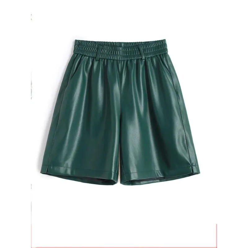 Fashionable Stylish 100% Leather Five-Point Pants For Women Femme Elastic Waist Wide Leg Shorts With Pocket
Fashionable Stylish 100% Leather Five-Point Pants For Women Femme Elastic Waist Wide Leg Shorts With Pocket