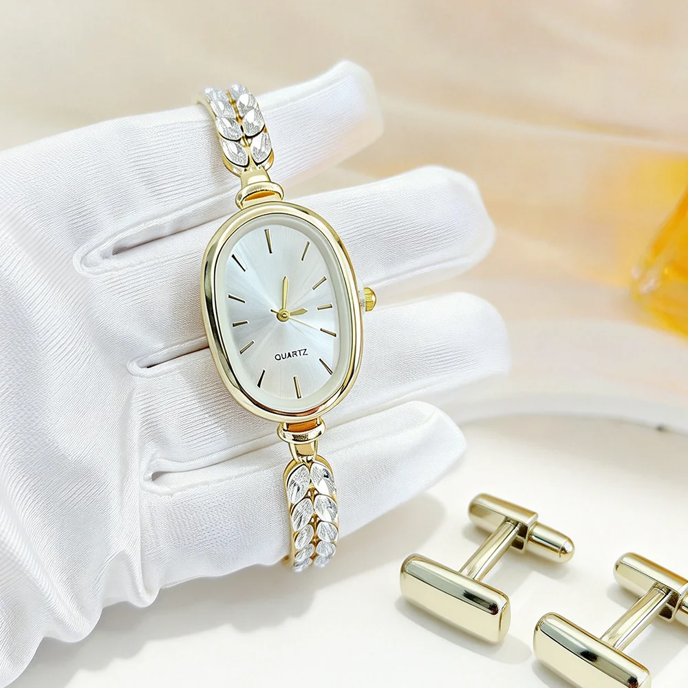 Fashion Oval Dial Women's Quartz Watch Luxury Gold Diamond-Encrusted Bracelet Watch Elegant Ladies Dress Wristwatch
Fashion Oval Dial Women's Quartz Watch Luxury Gold Diamond-Encrusted Bracelet Watch Elegant Ladies Dress Wristwatch