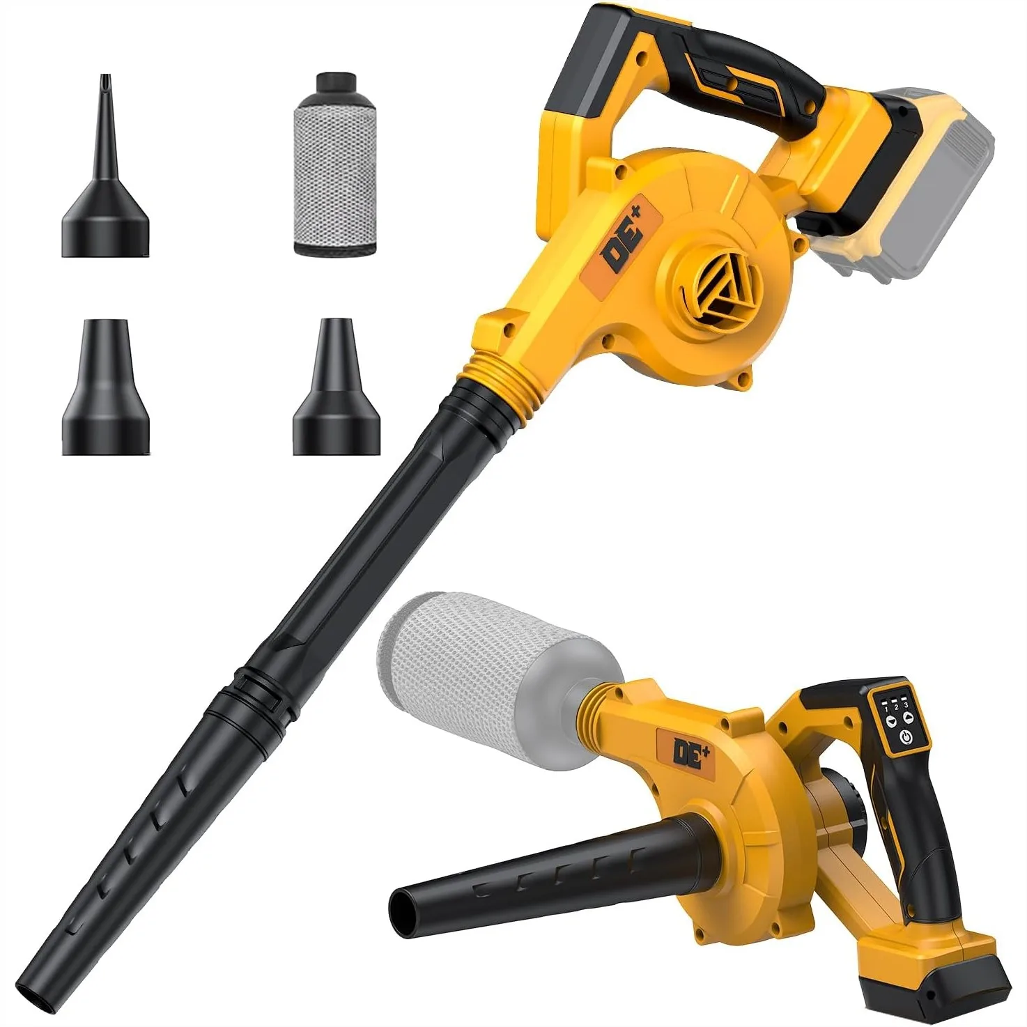 Cordless Leaf Blower Compatible with Dewalt 20V Max Battery, 4-in-1 Blower/Vacuum/Inflator/Deflator, 190 MPH, 3 Nozzles, 2 Tubes
Cordless Leaf Blower Compatible with Dewalt 20V Max Battery, 4-in-1 Blower/Vacuum/Inflator/Deflator, 190 MPH, 3 Nozzles, 2 Tubes