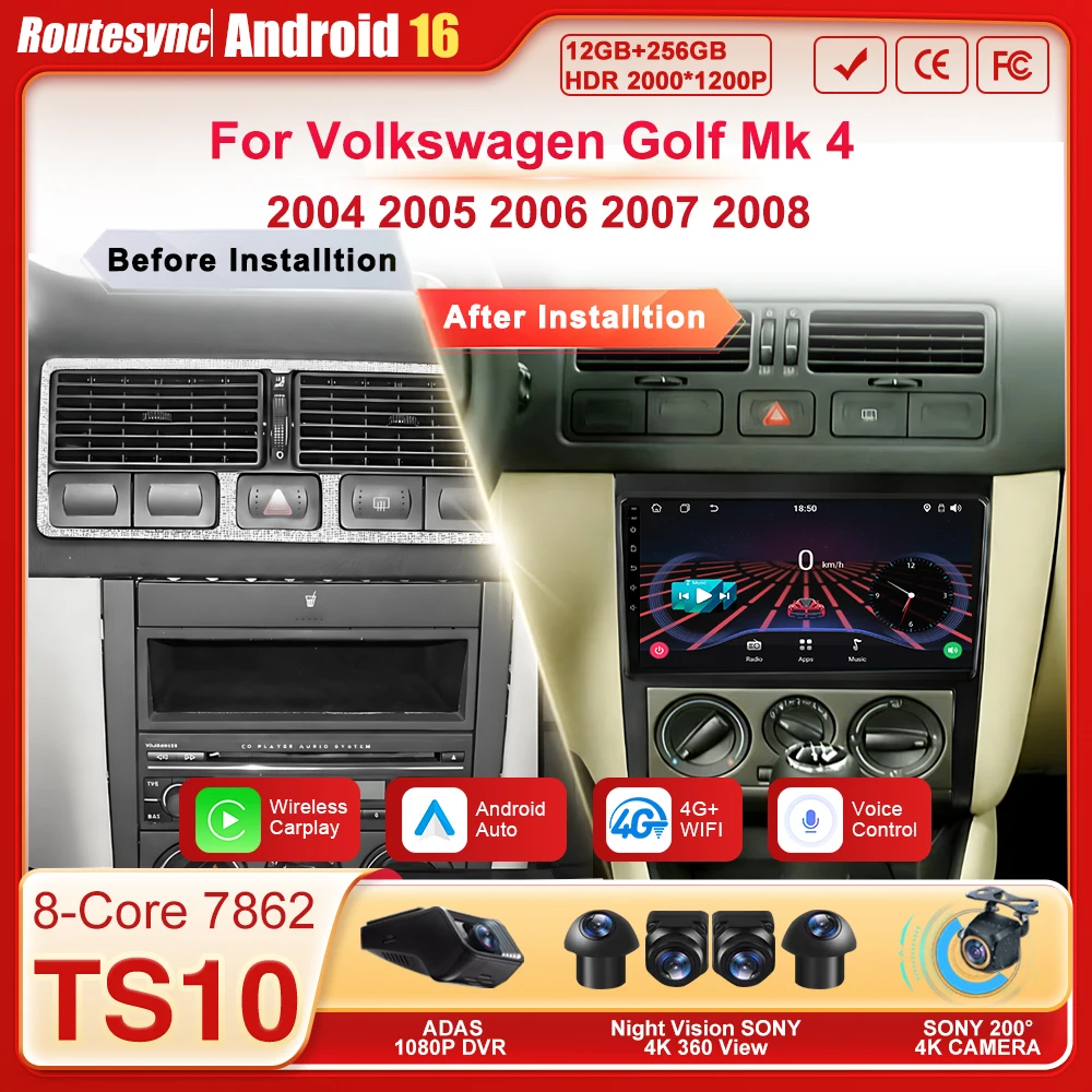 Car Radio Player Autoradio For Volkswagen Golf Mk 4 2004-2008 Wireless Android Auto CarPlay 8 Core GPS Navigation 2 Din BT Wifi
Car Radio Player Autoradio For Volkswagen Golf Mk 4 2004-2008 Wireless Android Auto CarPlay 8 Core GPS Navigation 2 Din BT Wifi
