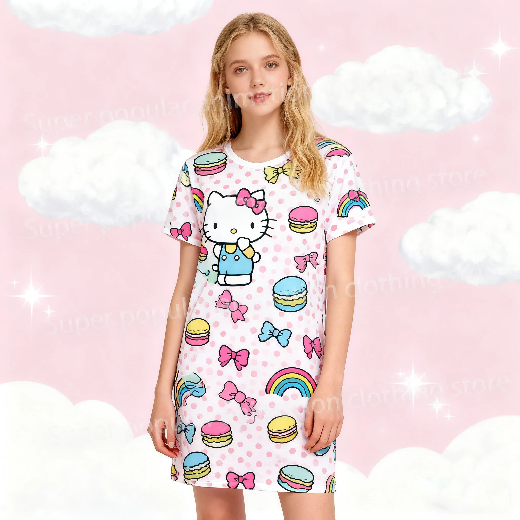 Hello Kitty 3D Print Dress Cute Cartoon Short-sleeved O-neck T-shirt Dress Fashionable Nightdress Basic Daily Wear Holiday Gifts
Hello Kitty 3D Print Dress Cute Cartoon Short-sleeved O-neck T-shirt Dress Fashionable Nightdress Basic Daily Wear Holiday Gifts