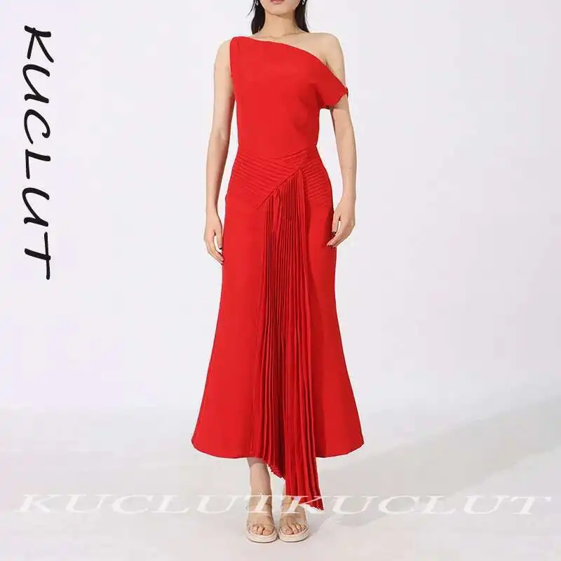 KUCLUT 2025 Fashion New Items Irregular Pleated Slanted Neck Sleeveless Women's Dress Elegant Evening Party Dresses Female K379
KUCLUT 2025 Fashion New Items Irregular Pleated Slanted Neck Sleeveless Women's Dress Elegant Evening Party Dresses Female K379