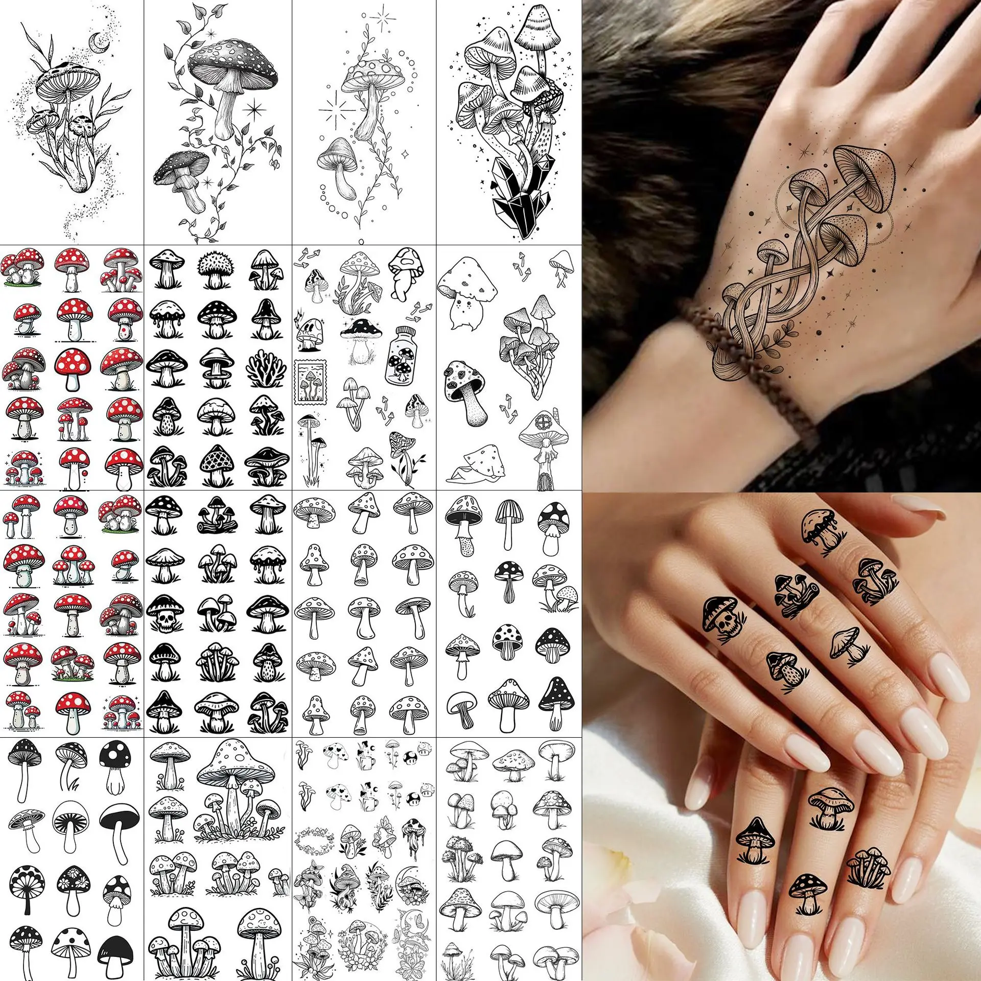Mushroom Temporary Tattoo Stickers Water Transfer Premium Non Toxic Waterproof Long Lasting Easy Apply for Finger
Mushroom Temporary Tattoo Stickers Water Transfer Premium Non Toxic Waterproof Long Lasting Easy Apply for Finger