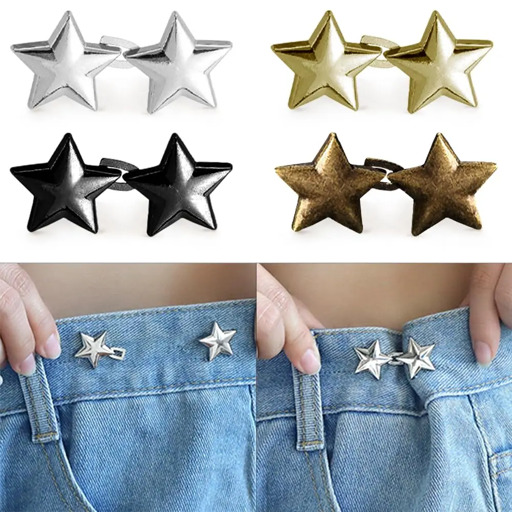 4 Sets Adjustable No Sewing Required Star Metal Buttons Reusable Pentagram Pant Waist Tightener Button for Clothing Accessories
4 Sets Adjustable No Sewing Required Star Metal Buttons Reusable Pentagram Pant Waist Tightener Button for Clothing Accessories