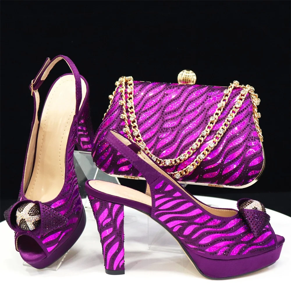 African Summer PU With Crystal Woman Shoes And Bag To Match Set African Style High Heels Shoes And Bags Set For Wedding Usage
African Summer PU With Crystal Woman Shoes And Bag To Match Set African Style High Heels Shoes And Bags Set For Wedding Usage