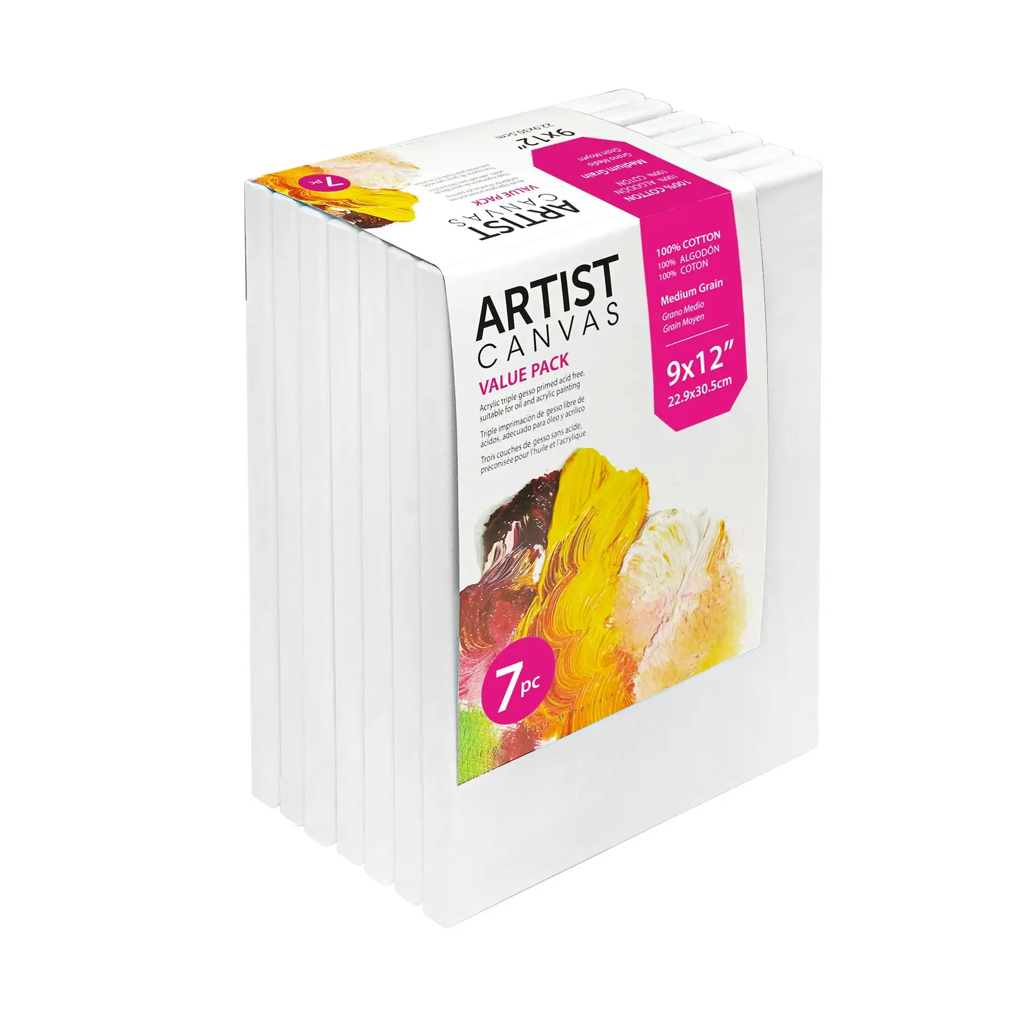 Studio Stretched Canvas, 9"X12", 7 Pack, 100% Cotton Acid Free, White, Academic Canvas, For All Skill Levels
Studio Stretched Canvas, 9"X12", 7 Pack, 100% Cotton Acid Free, White, Academic Canvas, For All Skill Levels