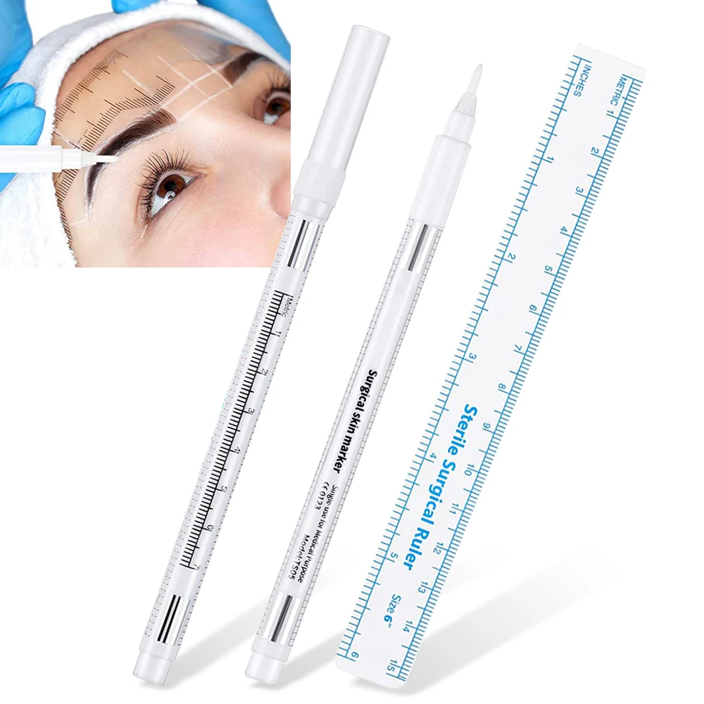 1Pcs Tattoo Skin Marker Pen Surgical Eye Brow Art Pencil Eyebrow Microblanding With Measuring Ruler Permanent Makeup Accessories
1Pcs Tattoo Skin Marker Pen Surgical Eye Brow Art Pencil Eyebrow Microblanding With Measuring Ruler Permanent Makeup Accessories