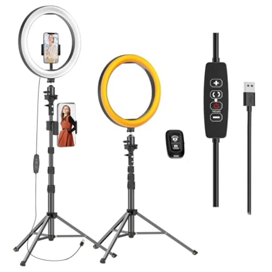 13" Rg Light with 55" Extendable Tripod Stands and Phone Holder, Dimmable LED Circle Round Light for Selfie Camera Photography/
13" Rg Light with 55" Extendable Tripod Stands and Phone Holder, Dimmable LED Circle Round Light for Selfie Camera Photography/