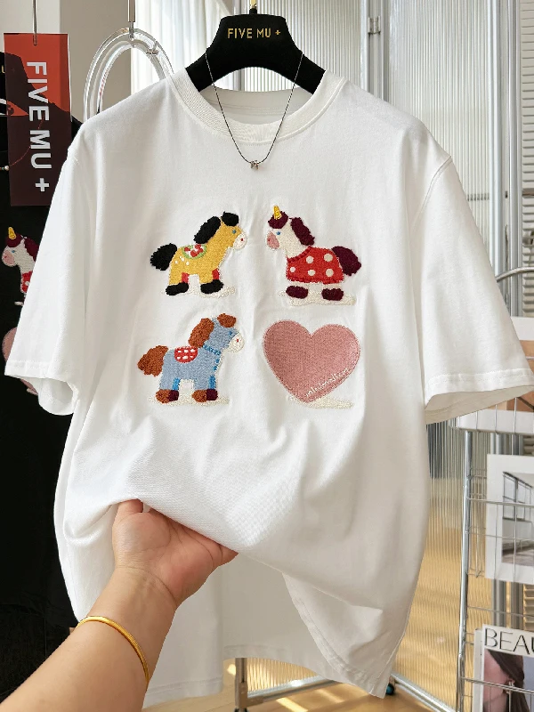 plus Size Women's T-Shirt Embroidered Heavy Work Short Sleeve Loose Fit Casual Cotton Summer Top for Younger Looking
plus Size Women's T-Shirt Embroidered Heavy Work Short Sleeve Loose Fit Casual Cotton Summer Top for Younger Looking