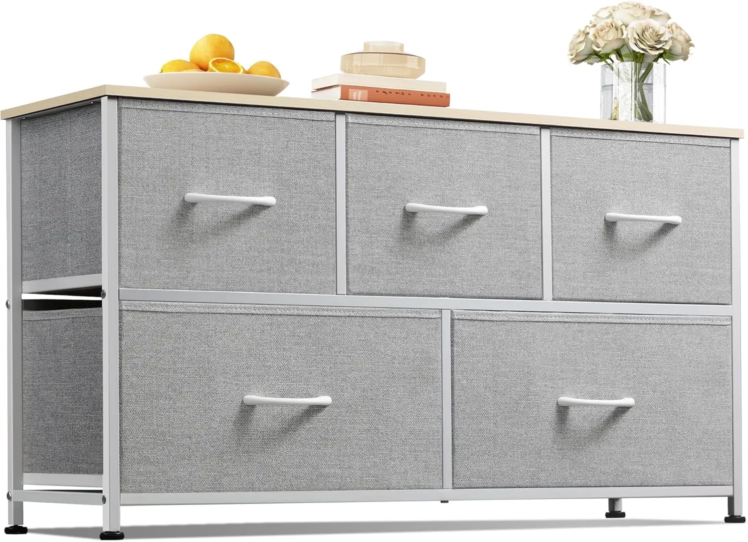 5 Drawer Fabric Dresser for Bedroom, Wide Chest of Drawers with Steel Frame, Storage Organizer for Closet Living Room, Light
5 Drawer Fabric Dresser for Bedroom, Wide Chest of Drawers with Steel Frame, Storage Organizer for Closet Living Room, Light