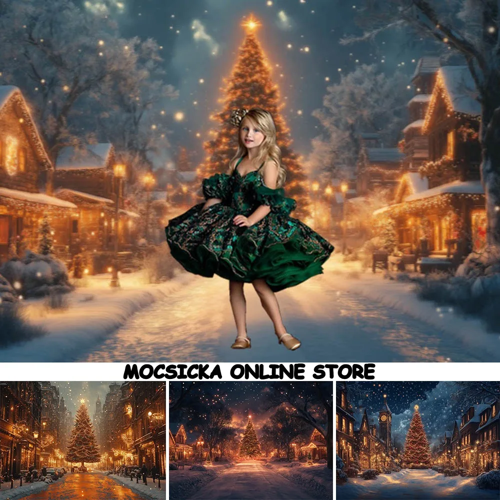 Mocsicka Photography Backdrops Winter Christmas Night Street Xmas Tree Lights Snowflakes House Outdoor Portrait Photo Background
Mocsicka Photography Backdrops Winter Christmas Night Street Xmas Tree Lights Snowflakes House Outdoor Portrait Photo Background