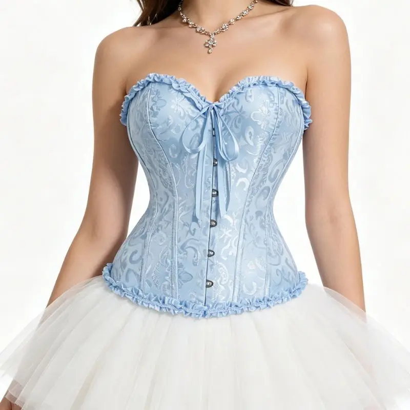 Light blue corset bride is dress corset and women is shaping top
Light blue corset bride is dress corset and women is shaping top