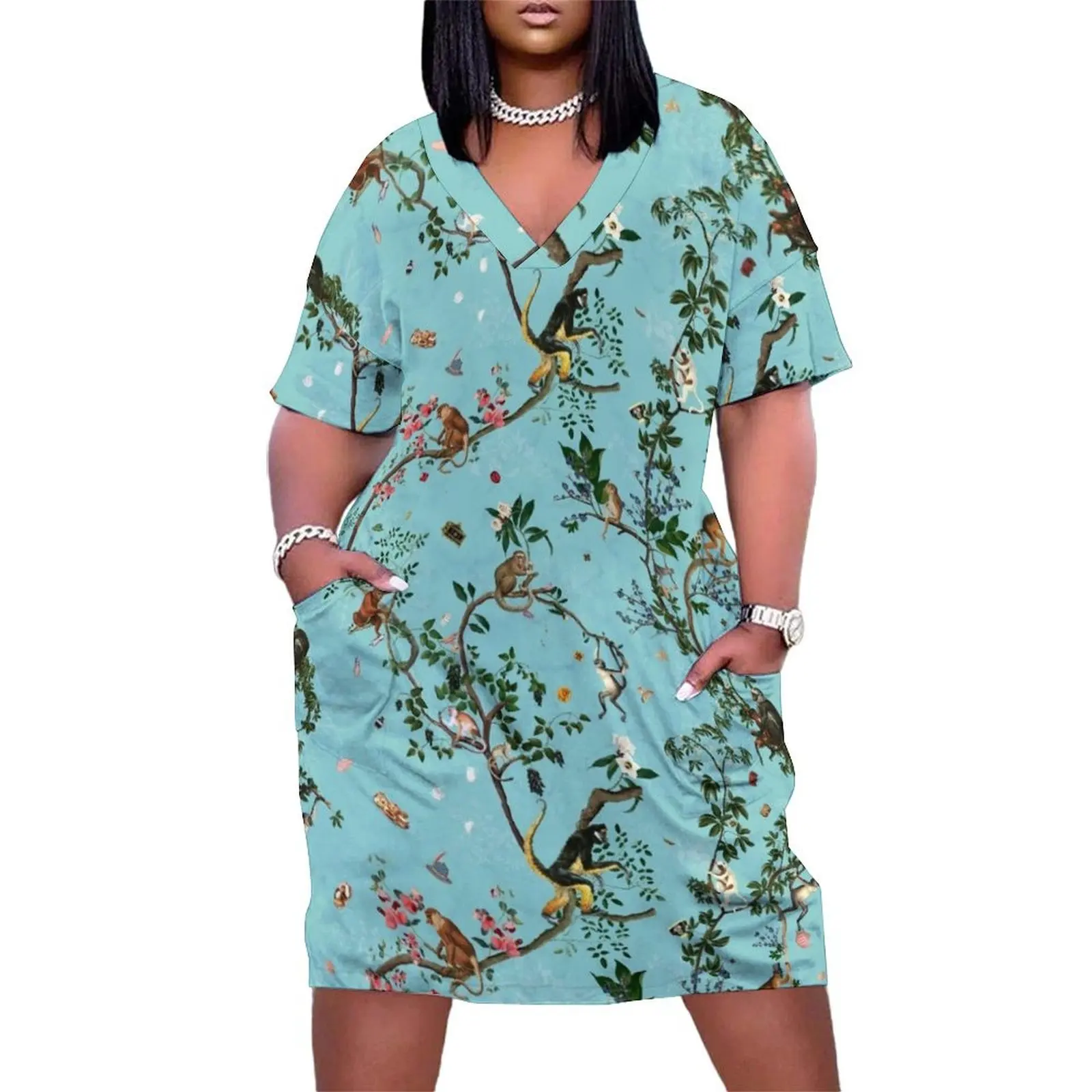 Monkey World Aqua Loose Pocket Dress Women long dress women's luxury party dress dresses ladies 2025 summer Summer skirt
Monkey World Aqua Loose Pocket Dress Women long dress women's luxury party dress dresses ladies 2025 summer Summer skirt