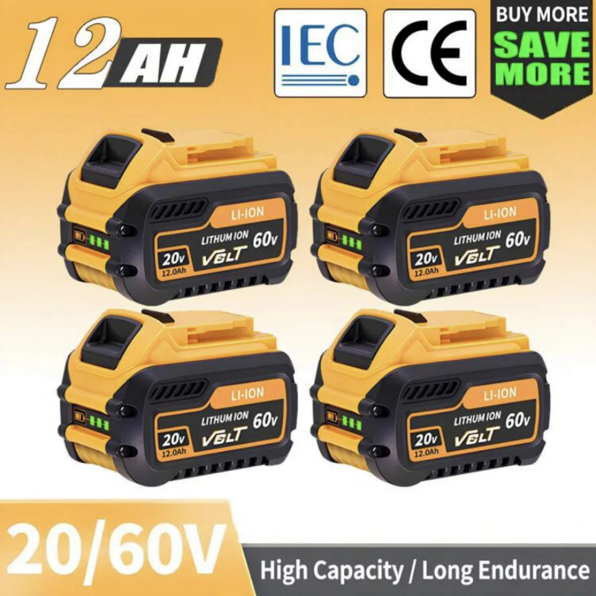 1/2/4PACK 12.0Ah 20V/60V MAX Replace For DeWalt DCB612 DCB609 Battery | Compatible With DeWalt Cordless Power Tools | Replace Fo
1/2/4PACK 12.0Ah 20V/60V MAX Replace For DeWalt DCB612 DCB609 Battery | Compatible With DeWalt Cordless Power Tools | Replace Fo