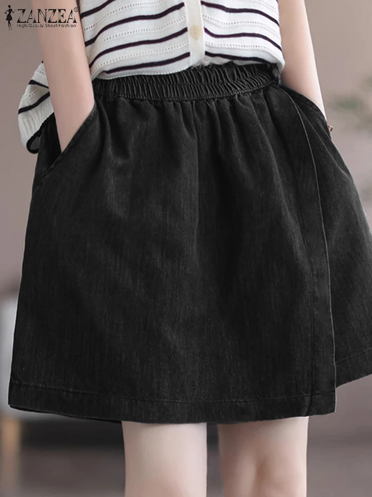 ZANZEA Wide Leg Solid Color Everday Wrap Skorts Women 2025 Summer Elastic Waist Casual Loose Denim Shorts
ZANZEA Wide Leg Solid Color Everday Wrap Skorts Women 2025 Summer Elastic Waist Casual Loose Denim Shorts