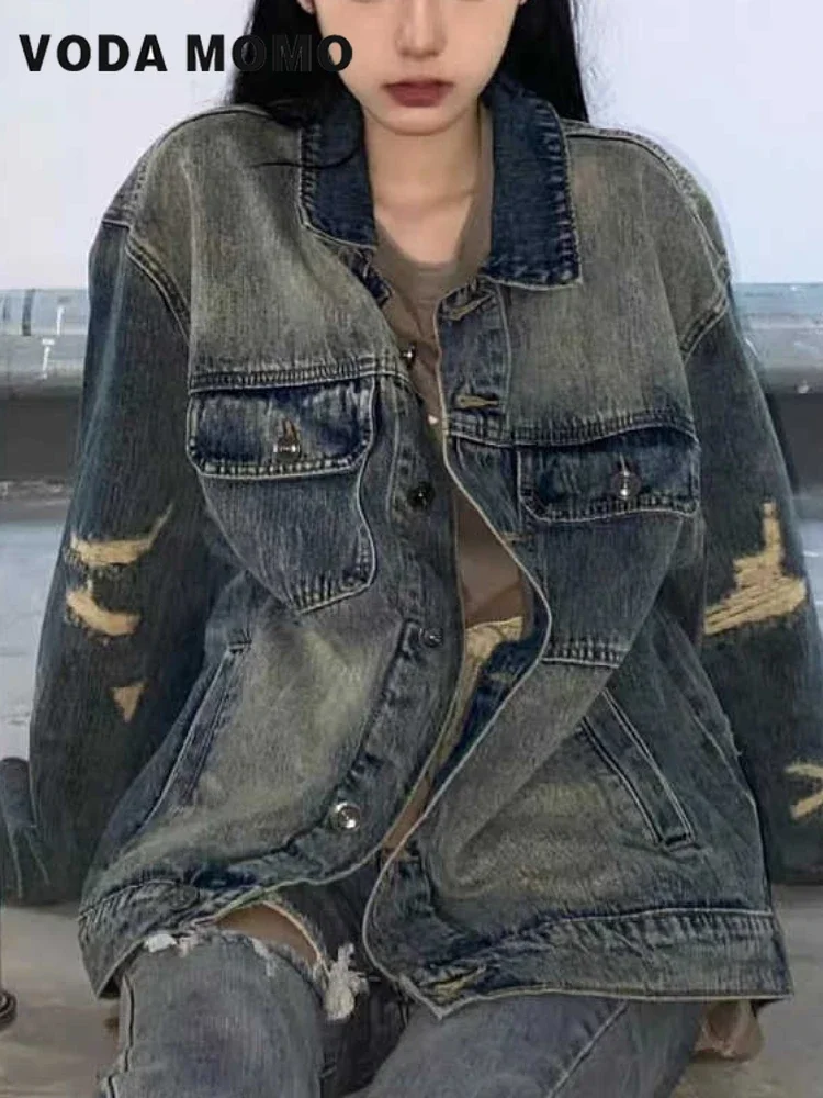 Versatile Personalized Jean Jacket Top Vintage Worn-out Denim Jacket For Women Spring Autumn New Style Worn Washed Loose Coat
Versatile Personalized Jean Jacket Top Vintage Worn-out Denim Jacket For Women Spring Autumn New Style Worn Washed Loose Coat