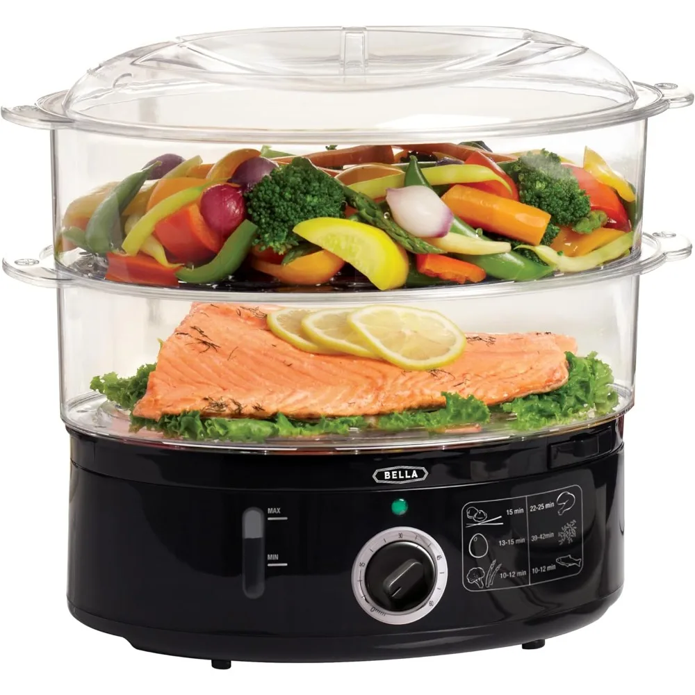 Two Tier Food Steamer with Dishwasher Safe Lids and Stackable Baskets & Removable Base for Fast Simultaneous Cooking
Two Tier Food Steamer with Dishwasher Safe Lids and Stackable Baskets & Removable Base for Fast Simultaneous Cooking