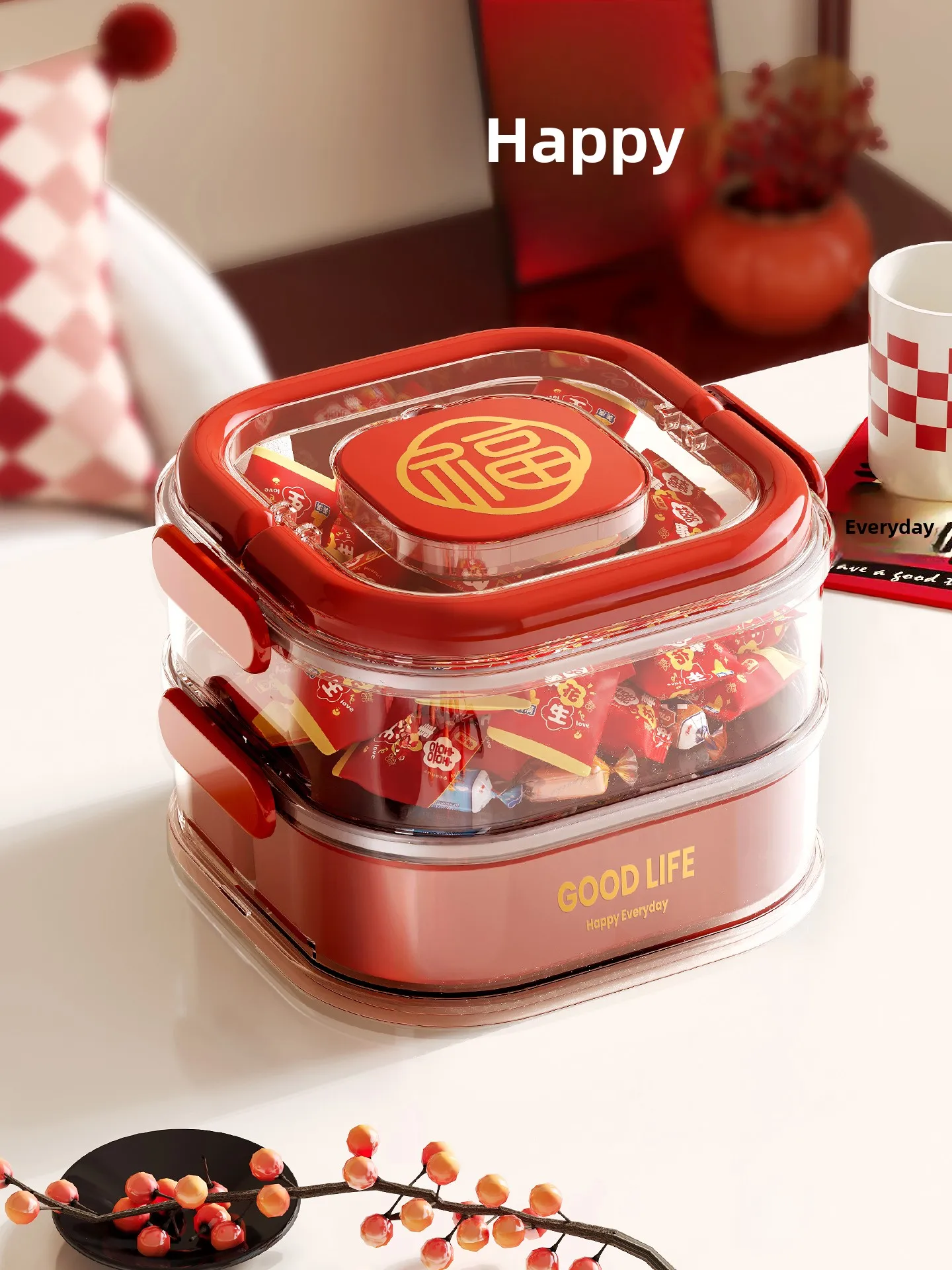 New Year Red Multi-layer Sealed Snack Storage Box Candy Nut Dried Fruit Display Tray Grid Partition Storage Container
New Year Red Multi-layer Sealed Snack Storage Box Candy Nut Dried Fruit Display Tray Grid Partition Storage Container