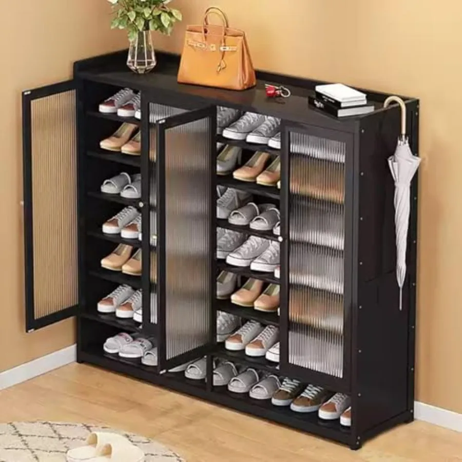 Floor-Standing Solid Wood Rotating Coat Rack Slim Black Rattan Shoe Cabinet with 4 Doors - Stylish Wooden Shoe Storage Organize
Floor-Standing Solid Wood Rotating Coat Rack Slim Black Rattan Shoe Cabinet with 4 Doors - Stylish Wooden Shoe Storage Organize