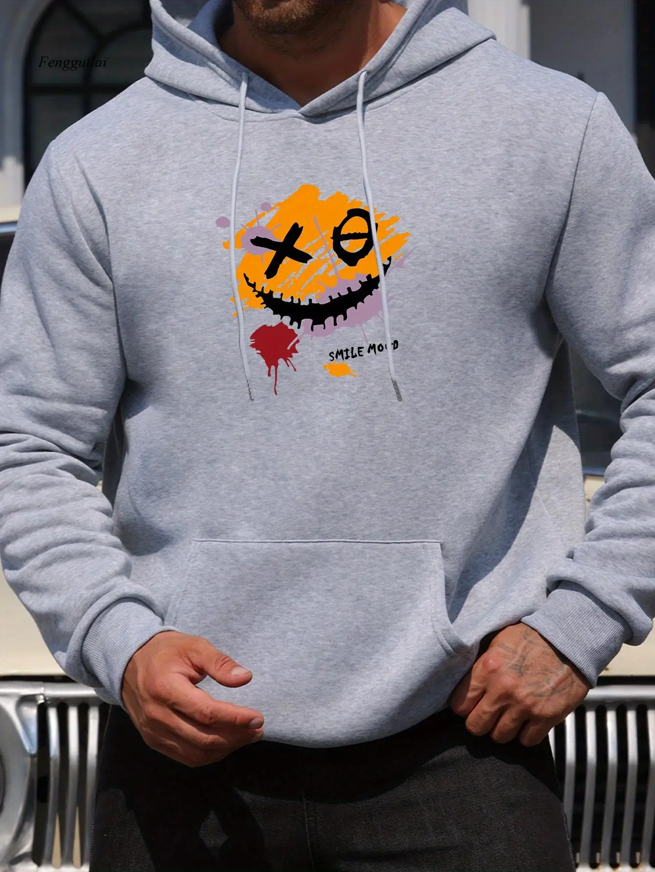 Ярко-красная толстовка с геометрическим рисунком радостного лица и принтом — повседневный пуловер с длинными рукавами и капюшоном на шнурке
Ярко-красная толстовка с геометрическим рисунком радостного лица и принтом — повседневный пуловер с длинными рукавами и капюшоном на шнурке