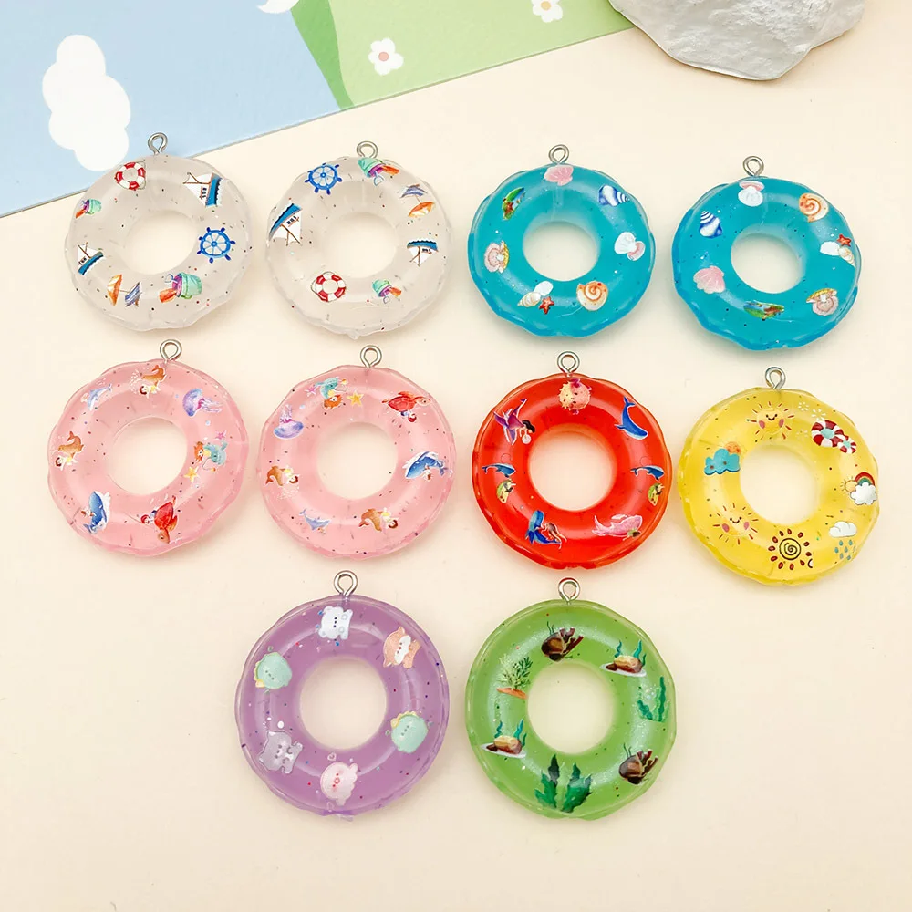7Pcs Creative Simulation Resin Cartoon Transparent Color Swimming Ring Pendant DIY Keychain Accessories
7Pcs Creative Simulation Resin Cartoon Transparent Color Swimming Ring Pendant DIY Keychain Accessories