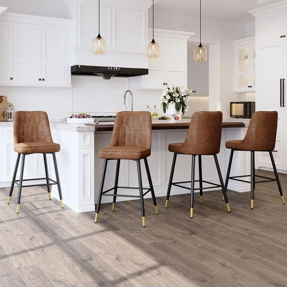 Upholstered 27 Counter Height Bar Stools Set of 4 with Metal Footrest (Brown)
Upholstered 27 Counter Height Bar Stools Set of 4 with Metal Footrest (Brown)