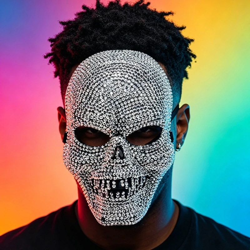 Q0KE Fashionable Rhinestones Skull Costume Mask Suitable For Stage Acting
Q0KE Fashionable Rhinestones Skull Costume Mask Suitable For Stage Acting