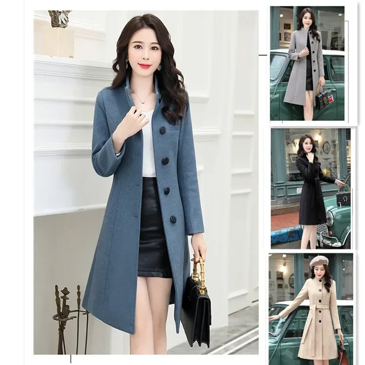 Women Woolen Coat Long Sleeve Autumn Winter Slim Fit Buttons Woolen Coat Elegant Women Overcoat for Office
Women Woolen Coat Long Sleeve Autumn Winter Slim Fit Buttons Woolen Coat Elegant Women Overcoat for Office