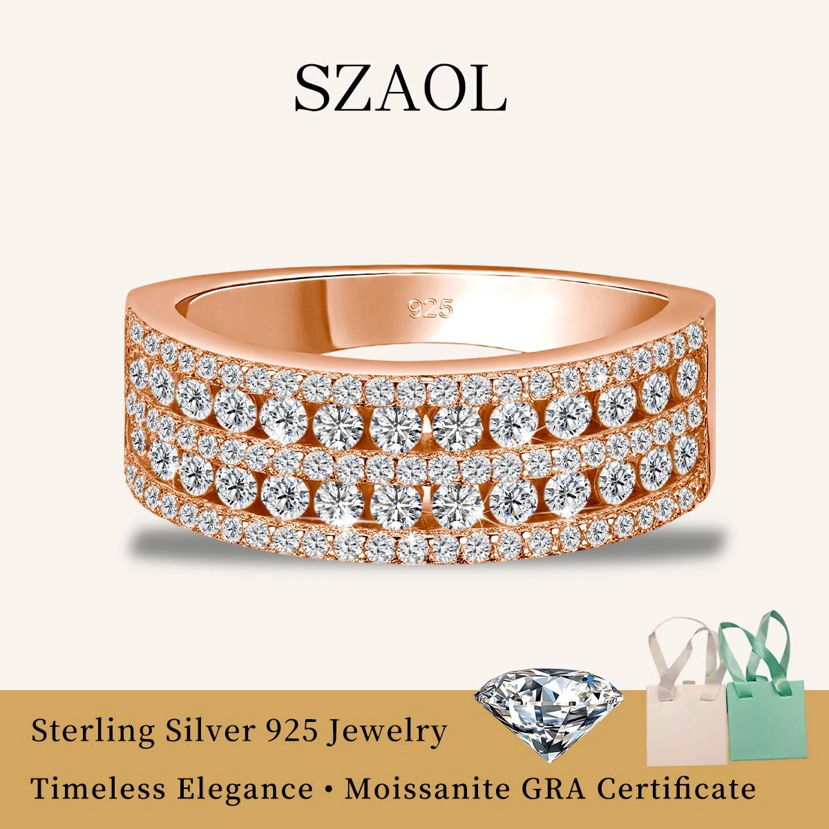 SDOOU Certified Full Moissanite Promise Ring 925 Sterling Sliver Rose Gold Plated 18k Eternity Band for Woman Man Fine Jewelry
SDOOU Certified Full Moissanite Promise Ring 925 Sterling Sliver Rose Gold Plated 18k Eternity Band for Woman Man Fine Jewelry