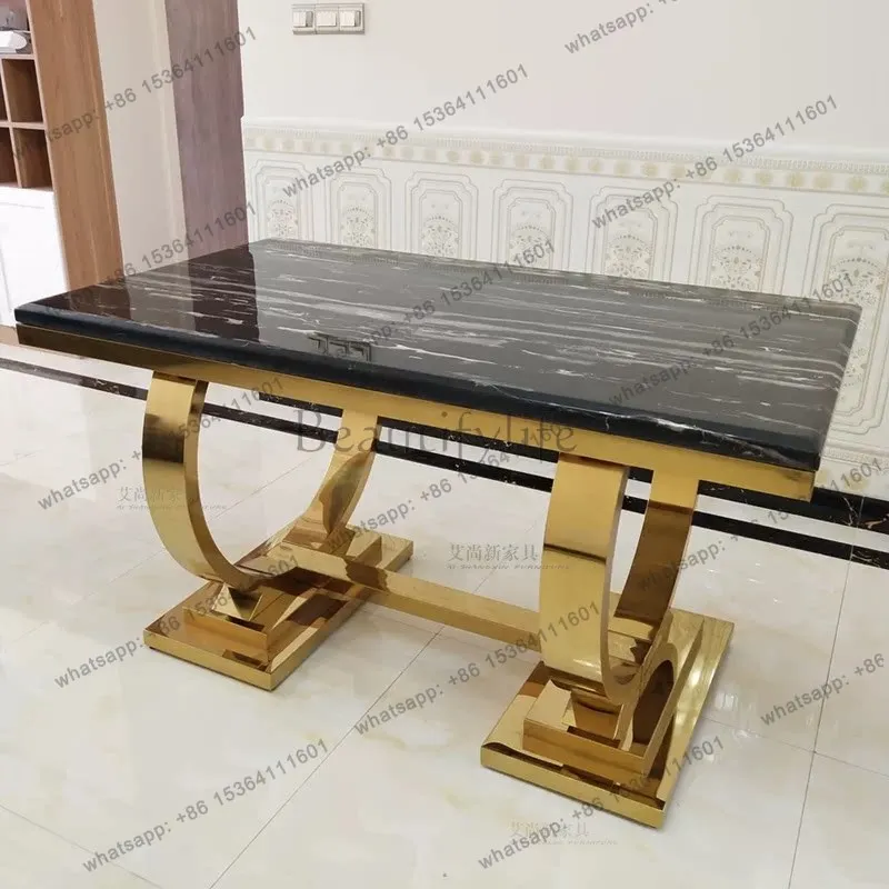Stainless steel rectangular rock slab dining table high-end light luxury modern simple designer marble dining table
Stainless steel rectangular rock slab dining table high-end light luxury modern simple designer marble dining table