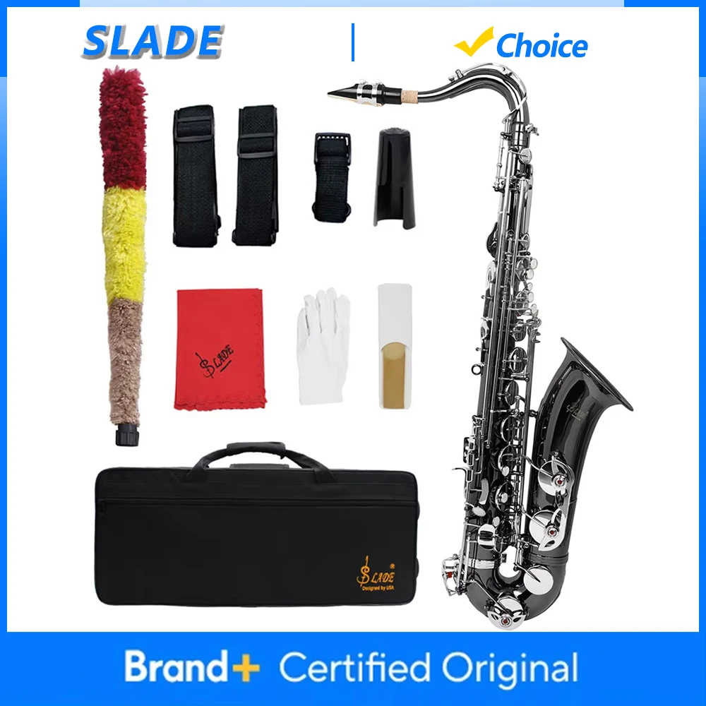 Саксофон теноровый SLADE Bb, латунный корпус, черное никелирование, духовой инструмент с кейсом, тростниками, перчатками и аксессуарами
Саксофон теноровый SLADE Bb, латунный корпус, черное никелирование, духовой инструмент с кейсом, тростниками, перчатками и аксессуарами