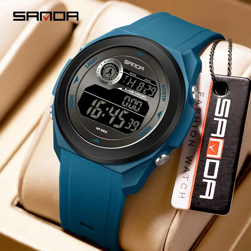 SANDA новые модные электронные цифровые мужские часы, многофункциональный будильник, водонепроницаемые часы, светодиодные мужские часы с красочным светом 
SANDA новые модные электронные цифровые мужские часы, многофункциональный будильник, водонепроницаемые часы, светодиодные мужские часы с красочным светом