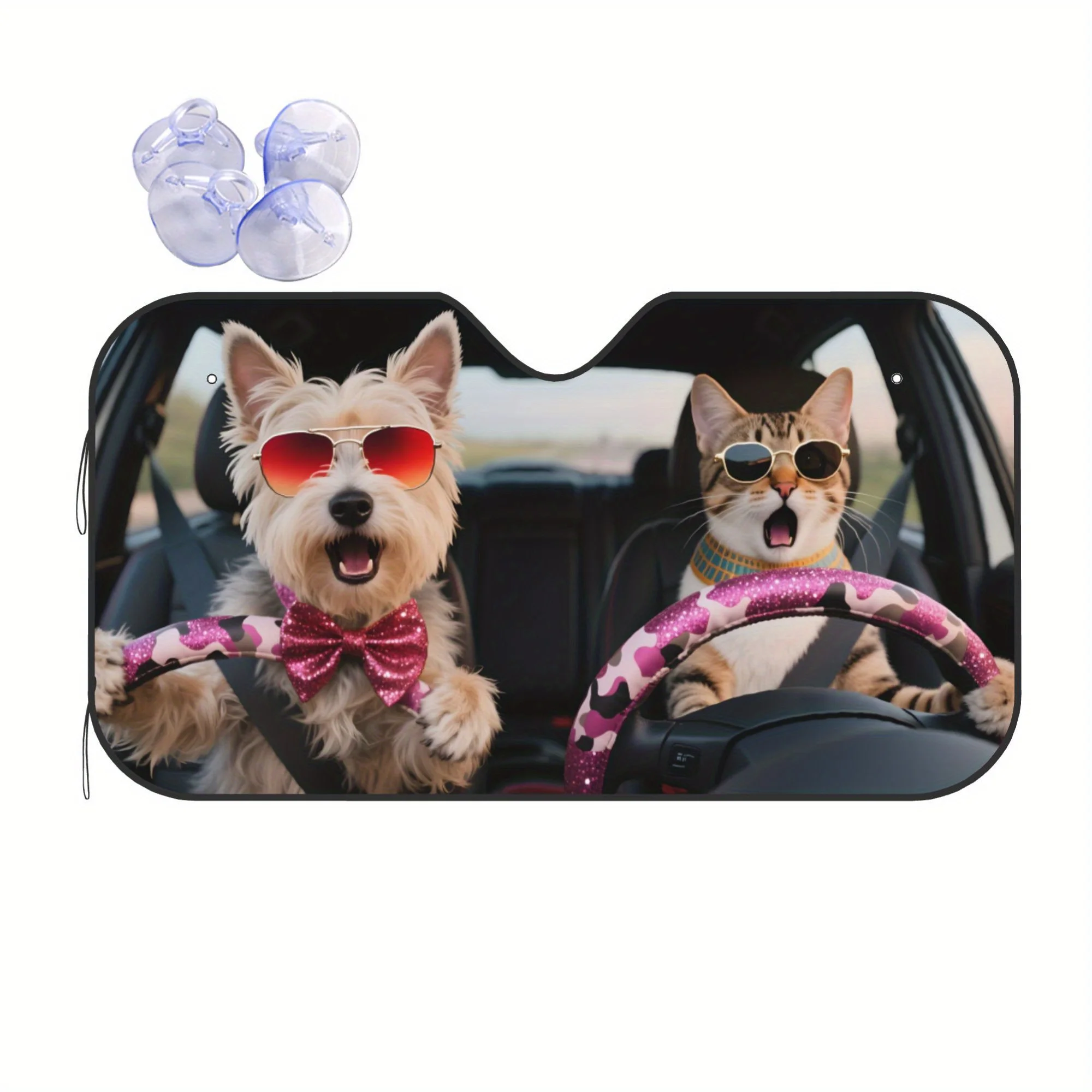 1 cat and dog shaped car sunshade designed for summer car windows to keep heat out and provide a cooling effect
1 cat and dog shaped car sunshade designed for summer car windows to keep heat out and provide a cooling effect