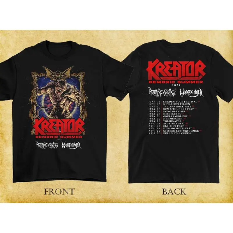 2-сторонняя футболка Kreator Band Summer European Tour 2025, черная, S 5XL 1B0255 
2-сторонняя футболка Kreator Band Summer European Tour 2025, черная, S 5XL 1B0255